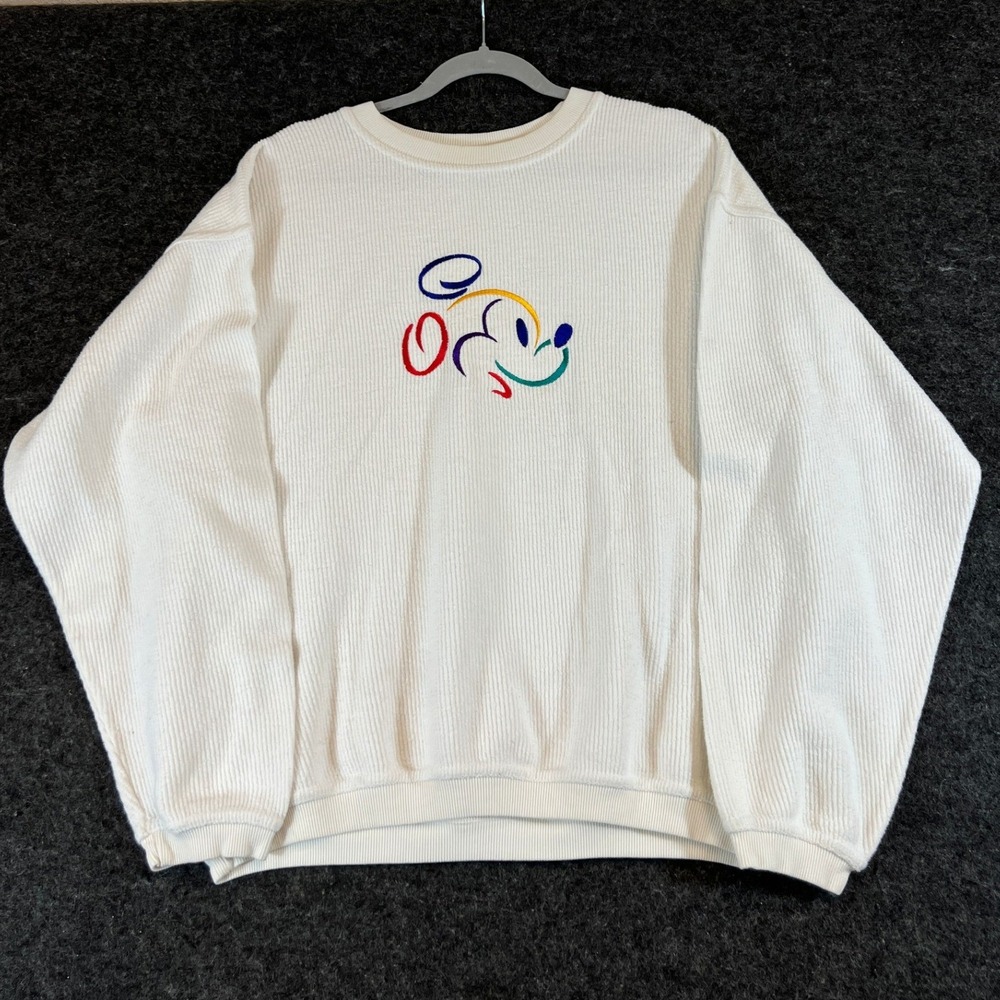 VINTAGE Walt Disney World Mickey Mouse Sweatshirt Unisex Small Cream Crewneck